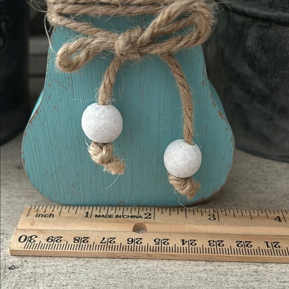 Boho Farmhouse aqua blue Wooden Bunny Decor - Picture 9 of 12